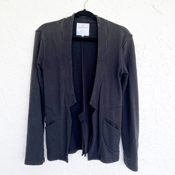 EVEREVE Black Cotton Sweater Blazer Pockets Small - Picture 1 of 12